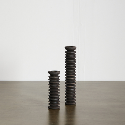 Spiral Pine Modern Wood Candle Candlestick Holder Décor Collection TriadCommerceInc Espresso Black Small