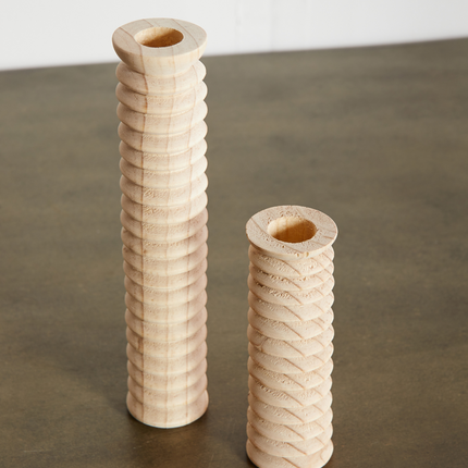 Spiral Pine Modern Wood Candle Candlestick Holder Décor Collection TriadCommerceInc