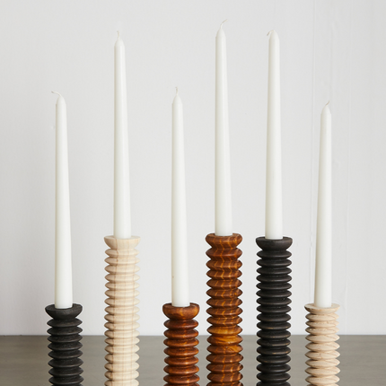 Spiral Pine Modern Wood Candle Candlestick Holder Décor Collection TriadCommerceInc