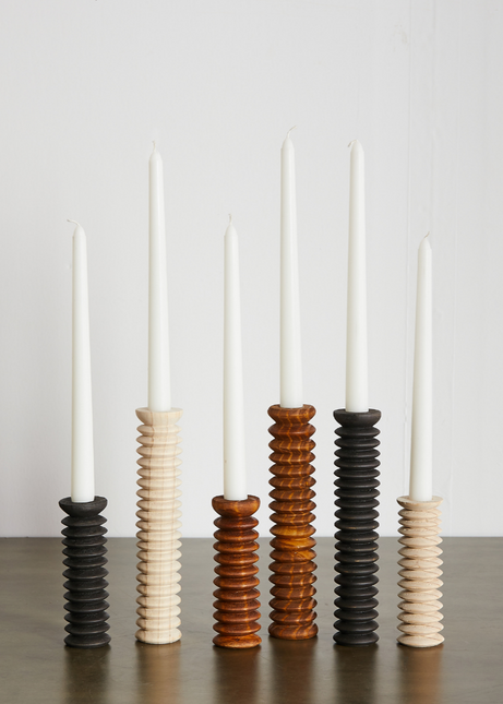 Spiral Pine Modern Wood Candle Candlestick Holder Décor Collection TriadCommerceInc