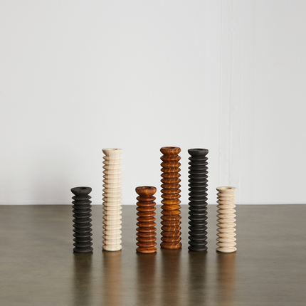 Spiral Pine Modern Wood Candle Candlestick Holder Décor Collection TriadCommerceInc