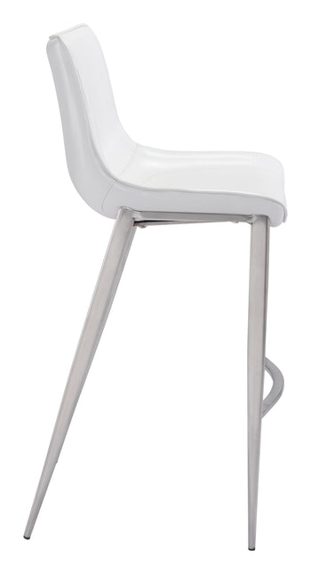 Magnus Barstool (Set of 2) White & Silver Barstools TriadCommerceInc   