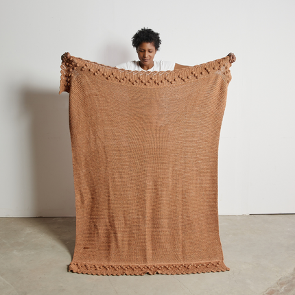 Bobble Lace Edged Eco-Cotton Throw Throw Pillows & Blankets TriadCommerceInc Sahara