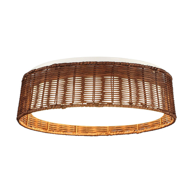 17" Traditional Brown Rattan Flush Mount Lighting LED Home Decor > Lighting > Ceiling Lights > Flush Mount Ceiling Lights TriadCommerceInc