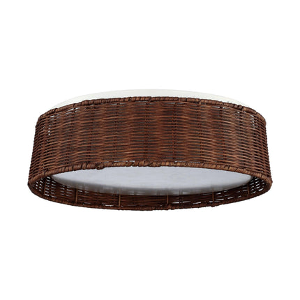 17" Traditional Brown Rattan Flush Mount Lighting LED Home Decor > Lighting > Ceiling Lights TriadCommerceInc Brown