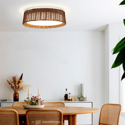 17" Traditional Brown Rattan Flush Mount Lighting LED Home Decor > Lighting > Ceiling Lights TriadCommerceInc