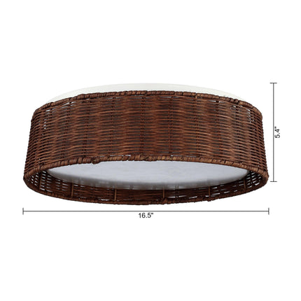 17" Traditional Brown Rattan Flush Mount Lighting LED Home Decor > Lighting > Ceiling Lights TriadCommerceInc