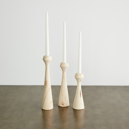 Tapered Diamond Wood Candle Holder in Cognac, Natural and Espresso Candlesticks TriadCommerceInc Natural Neutral Medium