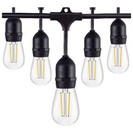 Outdoor LED Bistro String Lights 48 Feet String Lights TriadCommerceInc Black With 55ft Hanging Kit (+39.99)