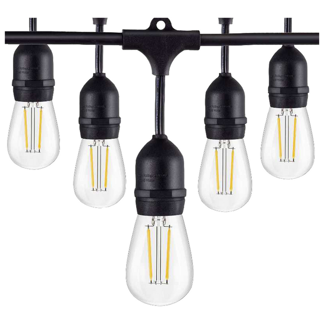 Outdoor LED Bistro String Lights 48 Feet String Lights TriadCommerceInc Black With 55ft Hanging Kit (+39.99)
