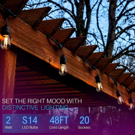 Outdoor LED Bistro String Lights 48 Feet String Lights TriadCommerceInc
