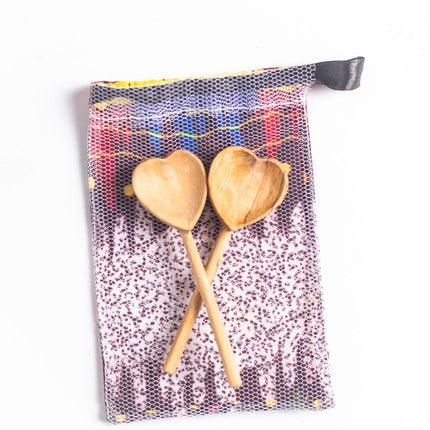 Olive Wood Heart Teaspoon Pair Kitchen & Dining TriadCommerceInc   