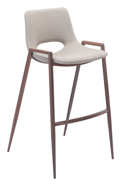 Desi Barstool (Set of 2) Beige & Walnut Barstools TriadCommerceInc Default Title  