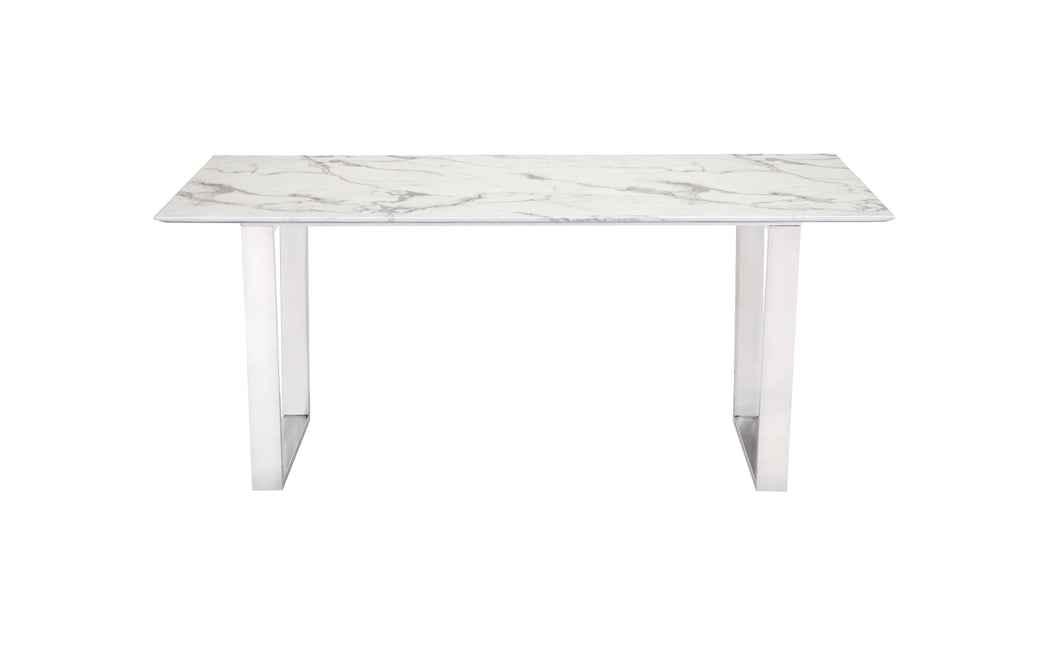 Atlas Dining Table White & Silver Tables TriadCommerceInc   