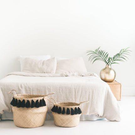 Black Tasseled Belly Baskets Baskets TriadCommerceInc