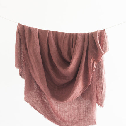 Stone Washed Linen Throw Blanket Blankets TriadCommerceInc Ash Rose  