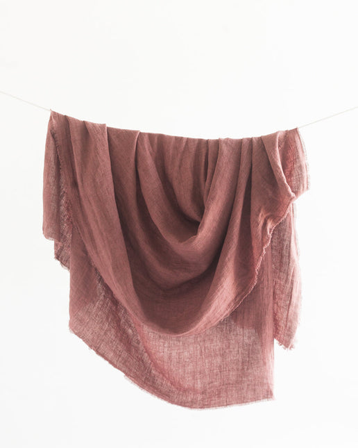 Stone Washed Linen Throw Blanket Blankets TriadCommerceInc Ash Rose  