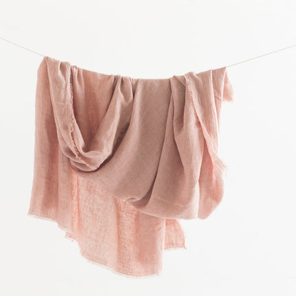Stone Washed Linen Throw Blanket Blankets TriadCommerceInc Blush  
