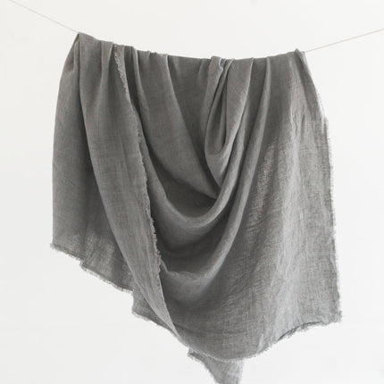 Stone Washed Linen Throw Blanket Blankets TriadCommerceInc Oyster  