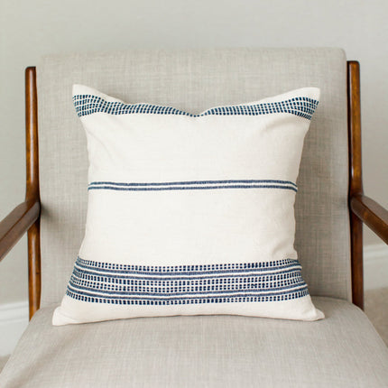 18" Aden Throw Pillow Throw Pillows TriadCommerceInc Natural with Navy  