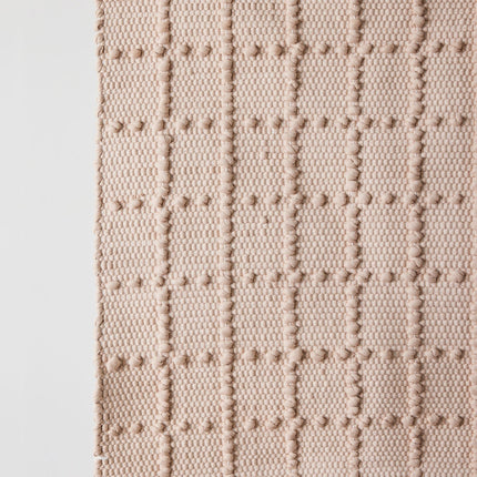 Blush Pink Plaid Hand-Loomed Cotton Bobble Mat Rugs TriadCommerceInc