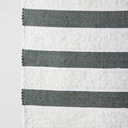 Plush Green Cotton Banded Hand-Loomed Mat Rugs TriadCommerceInc