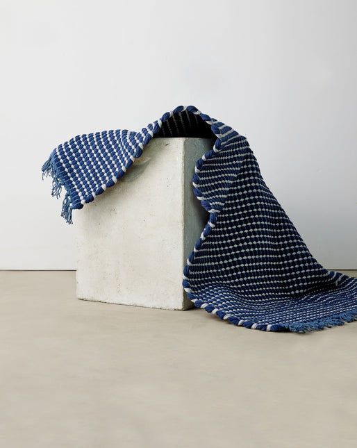 Riverweave Navy Blue Hand-Loomed Cotton Mat Rugs TriadCommerceInc