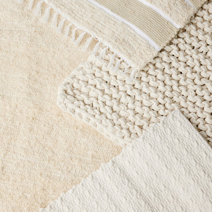 Tabby Cotton Natural Ecru Shag Mat Rugs TriadCommerceInc