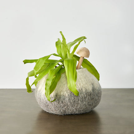 Grey Ombre Hand-Felted Wool Decorative Ukhamba Bowl All Products TriadCommerceInc