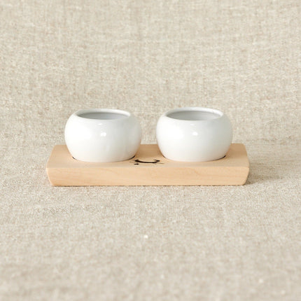 Dipping & Spice Wooden and Ceramic Bowl Pair Entertaining & Serving TriadCommerceInc