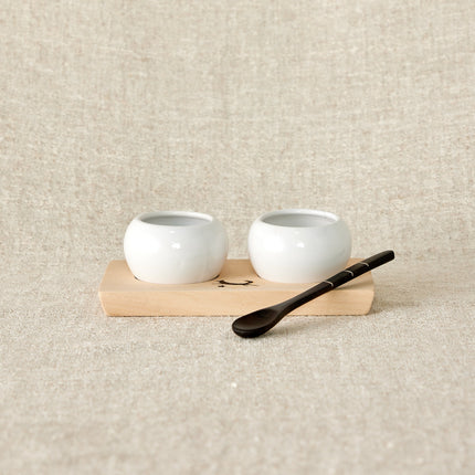Dipping & Spice Wooden and Ceramic Bowl Pair Entertaining & Serving TriadCommerceInc