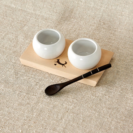 Dipping & Spice Wooden and Ceramic Bowl Pair Entertaining & Serving TriadCommerceInc