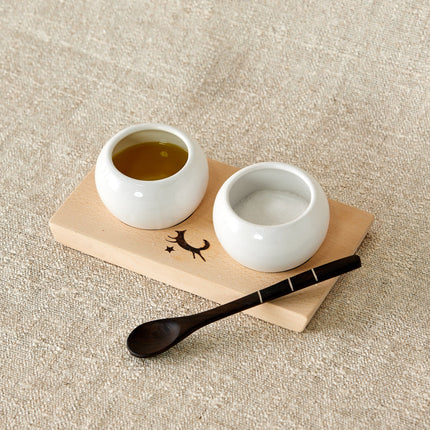 Dipping & Spice Wooden and Ceramic Bowl Pair Entertaining & Serving TriadCommerceInc