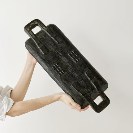 Bamenda Brown Rectangle Wood Serving Tray Décor TriadCommerceInc