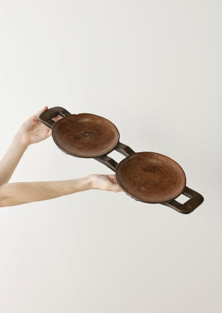 Bamenda Duo Circular Wooden Serving Tray Décor TriadCommerceInc