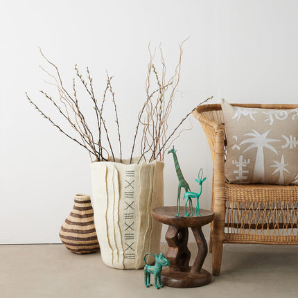 Zulu Hand-Felted Ivory Wool Floor Vase Baskets & Vessels TriadCommerceInc