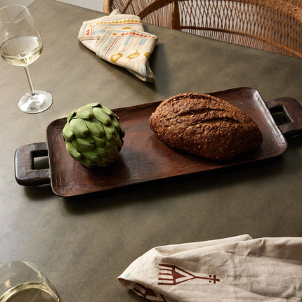 Bamenda Brown Rectangle Wood Serving Tray Décor TriadCommerceInc