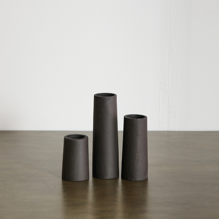 Cylinder Eucalyptus Wood Tealight Candle Holder Décor Collection TriadCommerceInc Espresso Small