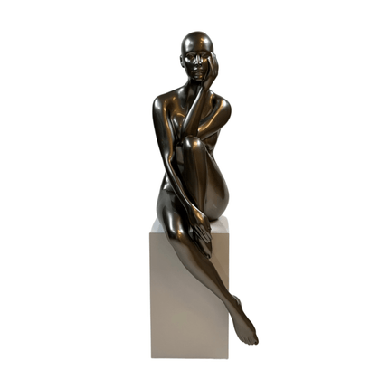 Antoinette Doll Sculpture with White Base // Glossy Gray Sculpture TriadCommerceInc   