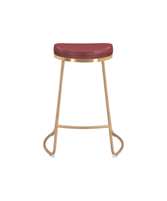 Bree Counter Stool (Set of 2) Burgundy & Gold Counter Stools TriadCommerceInc   