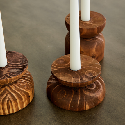 Organic Wood Taper Candlestick Holder All Products TriadCommerceInc