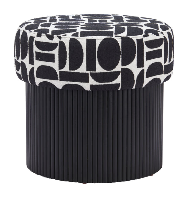 Boto Storage Ottoman Black & White Ottomans TriadCommerceInc   
