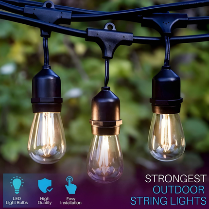 Outdoor LED Bistro String Lights 48 Feet String Lights TriadCommerceInc