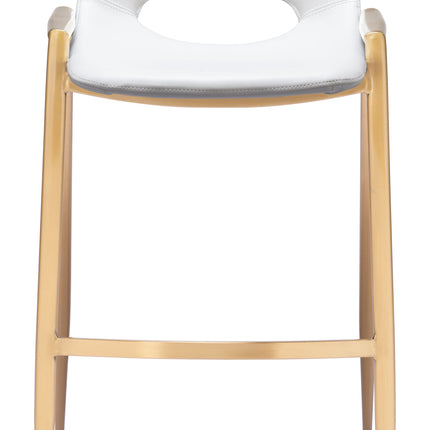 Desi Barstool (Set of 2) White & Gold Barstools TriadCommerceInc   