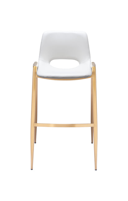 Desi Barstool (Set of 2) White & Gold Barstools TriadCommerceInc   
