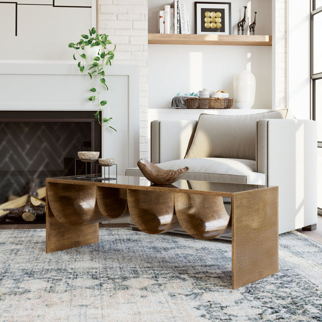 Reed Coffee Table Brass & Black Coffee Tables TriadCommerceInc   