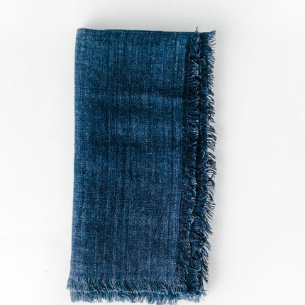 Stone Washed Linen Dinner Napkins Cloth Napkins TriadCommerceInc Navy Set of 4