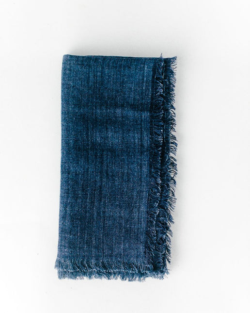Stone Washed Linen Dinner Napkins Cloth Napkins TriadCommerceInc Navy Set of 4