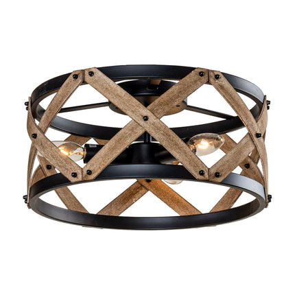 Rustic 3-Light Industrial Drum Flush Mount Ceiling Light Home Decor > Lighting > Ceiling Lights TriadCommerceInc Black