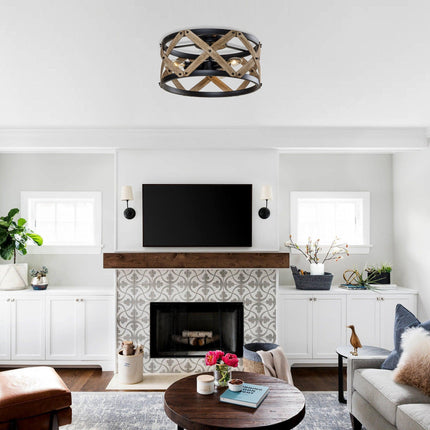 Rustic 3-Light Industrial Drum Flush Mount Ceiling Light Home Decor > Lighting > Ceiling Lights TriadCommerceInc